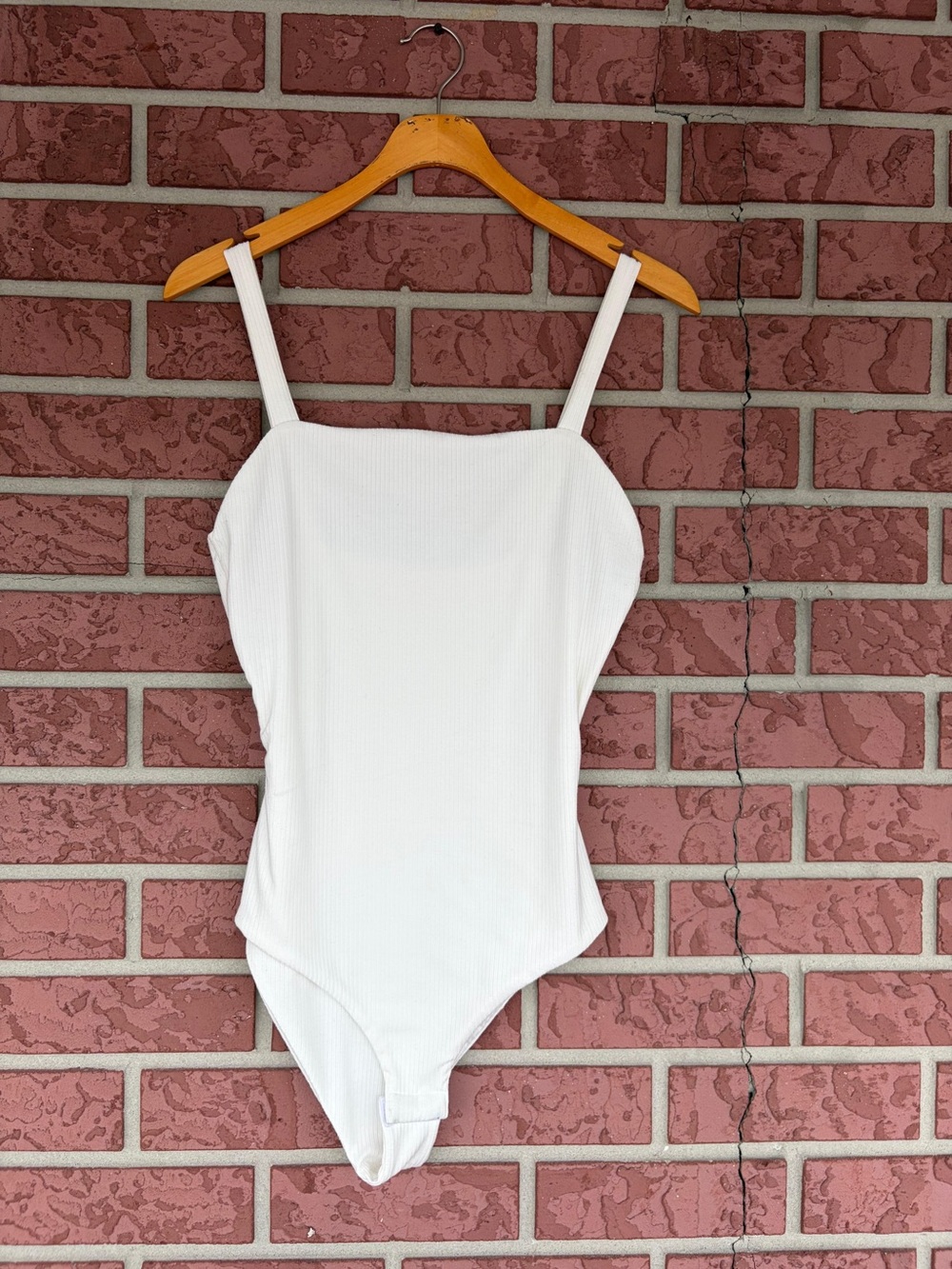 Pink Lily Cream Ribbed Tank Bodysuit